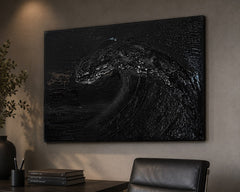 Detail of glossy black resin surface on Blackwave XL artwork