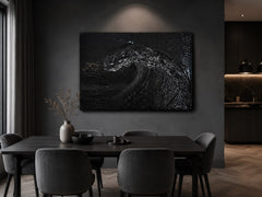 Close-up of sculpted plaster wave texture on Blackwave XL